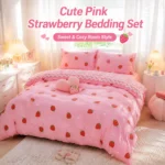 Pink Strawberry Duvet Cover Set with Pillowcases