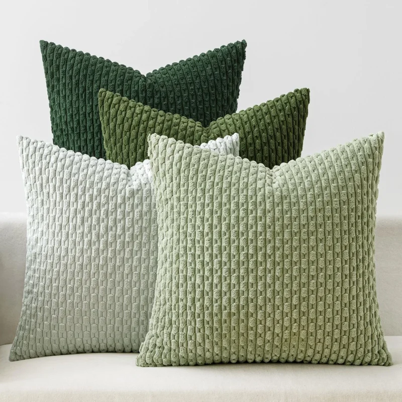 Boho Striped Corduroy Throw Pillow Covers – Farmhouse Decor