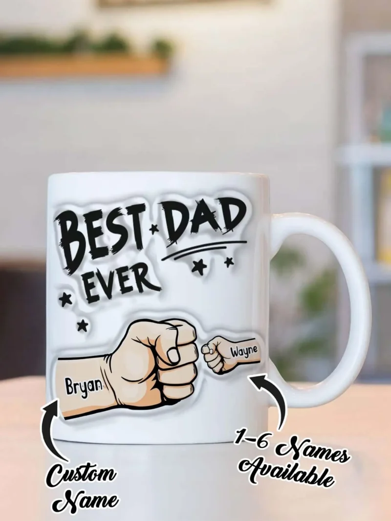 Personalized Dad Mug – Custom Name 3D Text Coffee Cup