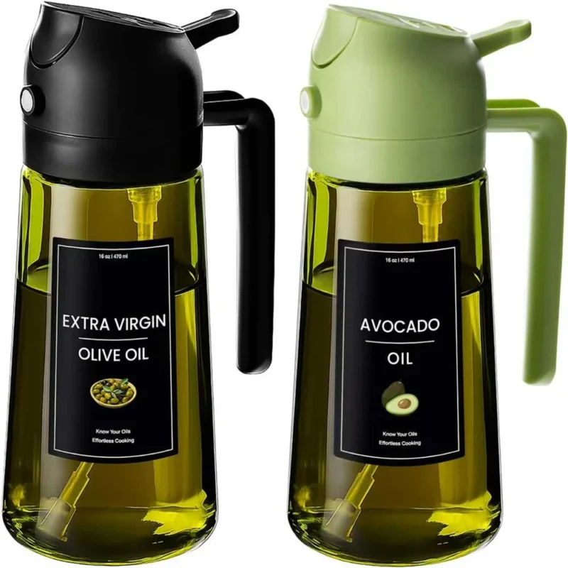 2-in-1 Olive Oil Sprayer & Dispenser Bottle – 470ml