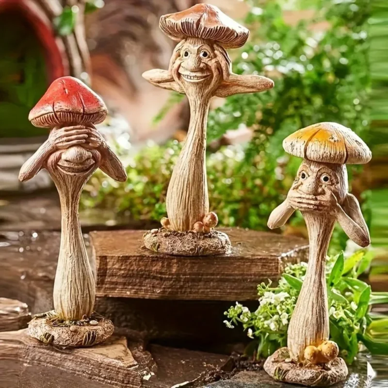 Cute Mushroom Resin Statue – Whimsical Home Décor Sculpture