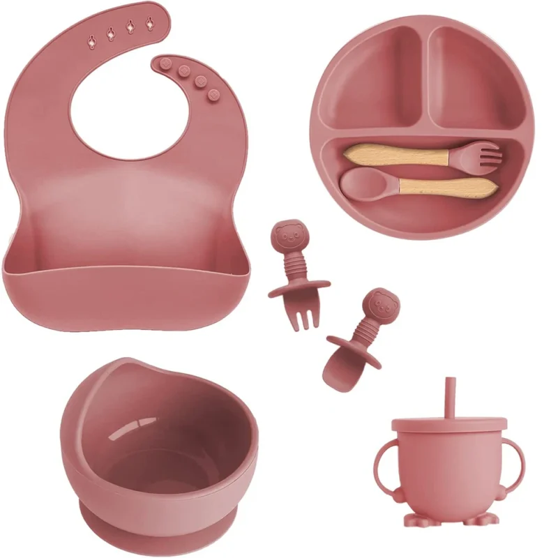 Baby Silicone Feeding Set | Suction Bowl, Bib & Utensils