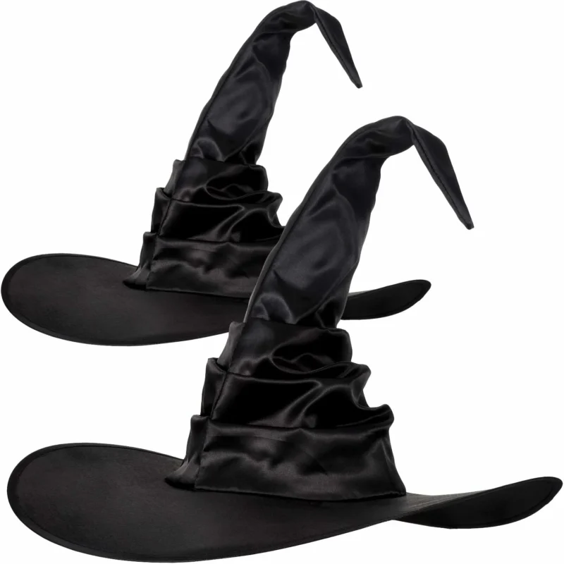 Halloween Witch Wizard Hat – Black Folded Costume Accessory