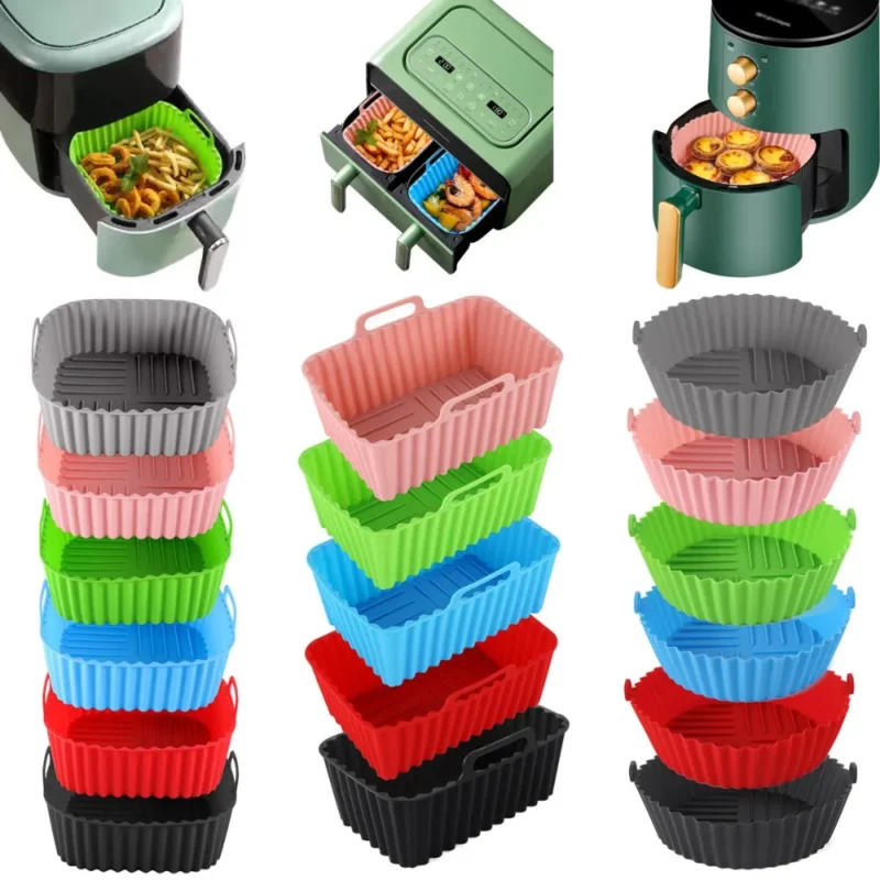 Square Silicone Air Fryer Liner – Reusable Non-Stick Basket