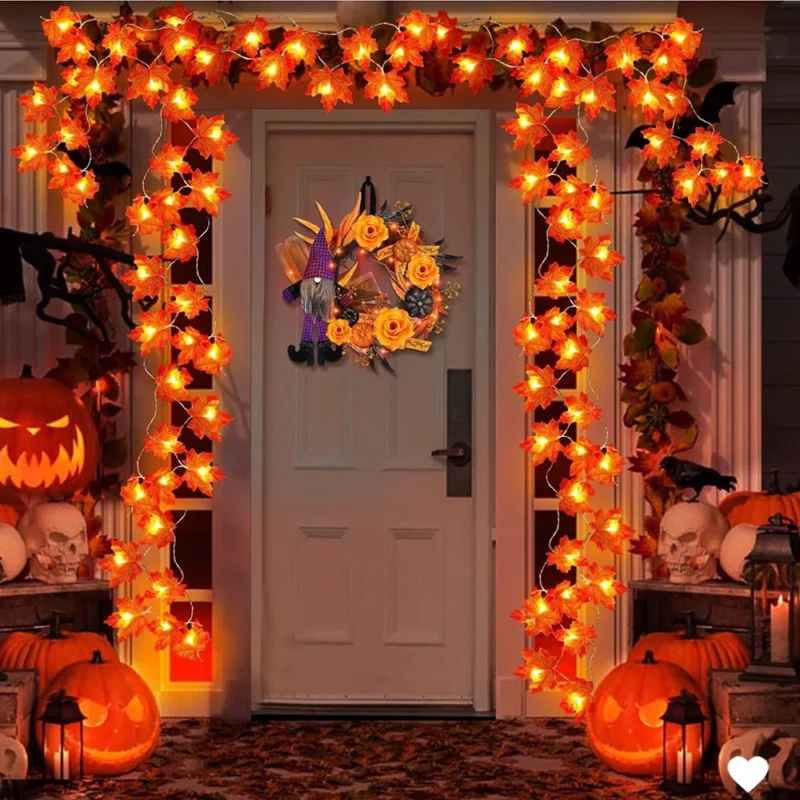 Maple Leaf LED String Lights Halloween Garland Décor