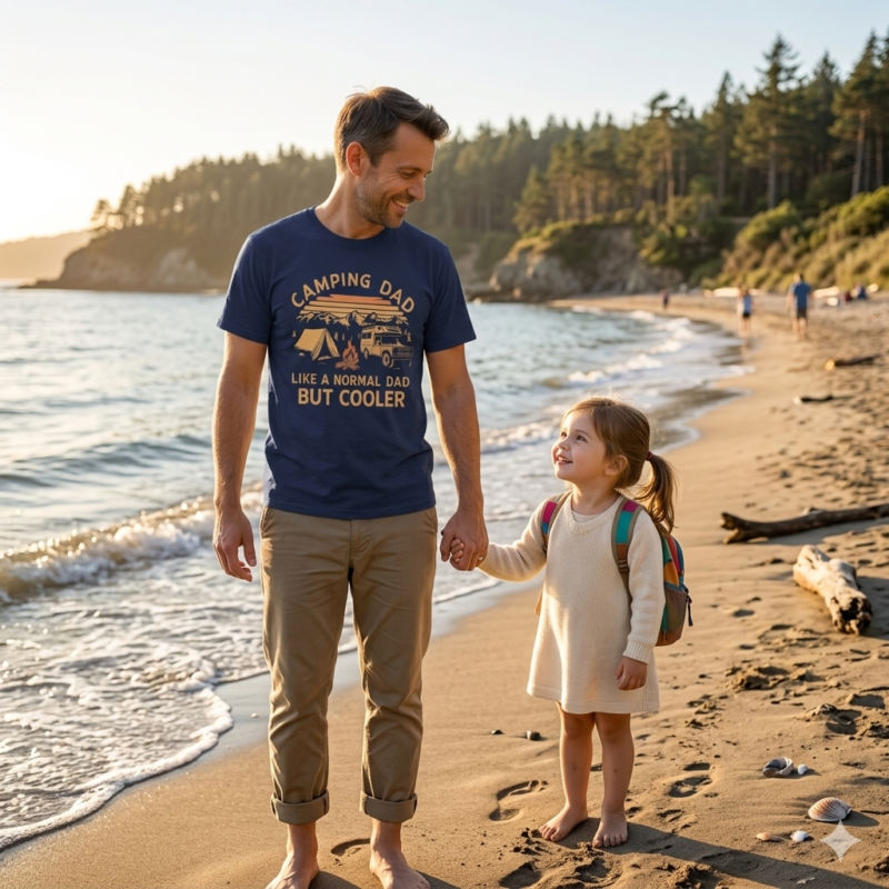 Men's Cotton Dad Pattern Printed Casual T-Shirt