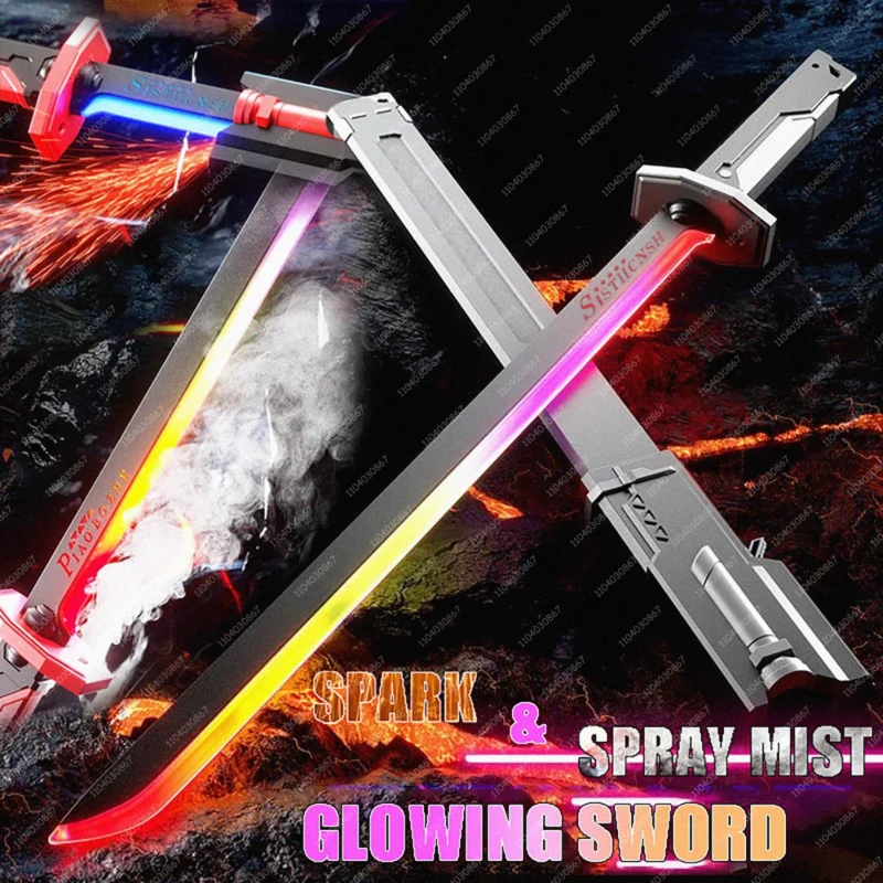 Glowing Light Sword Toy with Spark & Smoke Effects