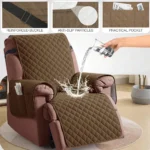 Waterproof Recliner Quilted Cover Nonslip Chair Slipcovers for Pets Dogs Kids Furniture Protector with Elastic Straps & Pockets