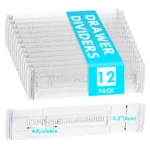 6/8/10/12-Pack Adjustable Drawer Organizers, Clear Expandable Dresser Organizers for Storing Clothes Kitchen Utensils