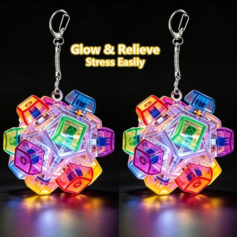 Luminous LED Keyboard Keychain Fidget Toy – 2 Pack
