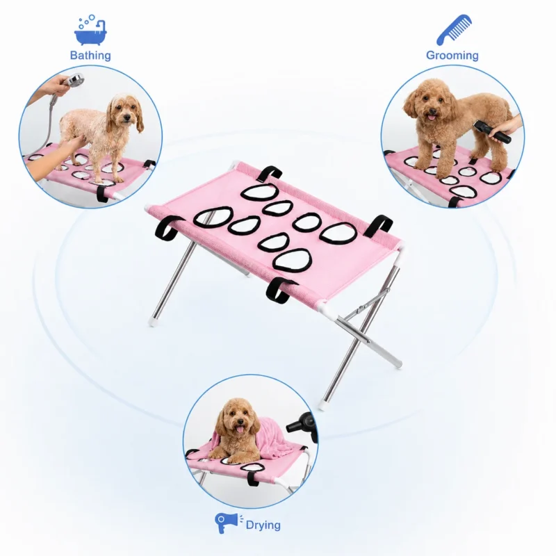 Foldable Pet Grooming Bath Hammock Stand for Dogs & Cats