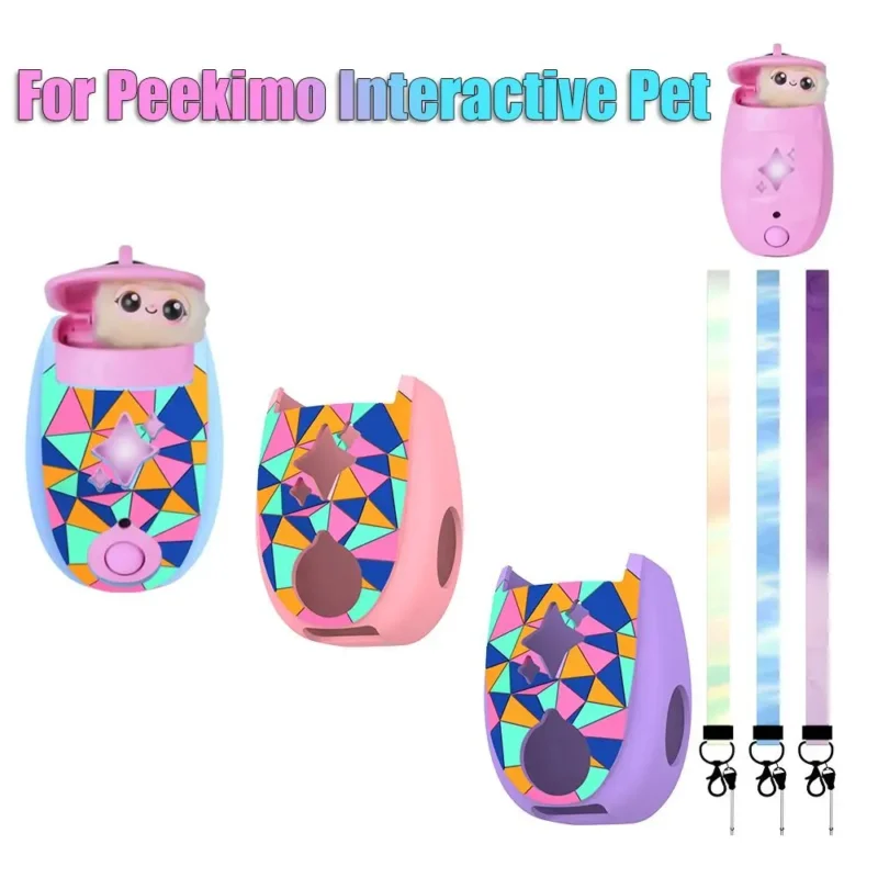 Silicone Protective Case with Lanyard Shockproof Cover Shell Anti-Scratch Skin Sleeve for Peekimo Interactive Pet Game Console